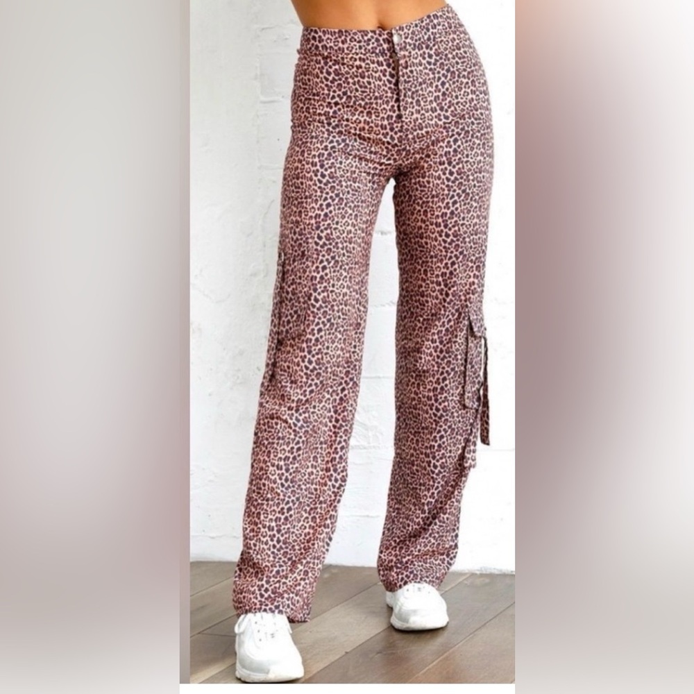 Tiger Mist Wide Leg Leopard Print Women's Pants